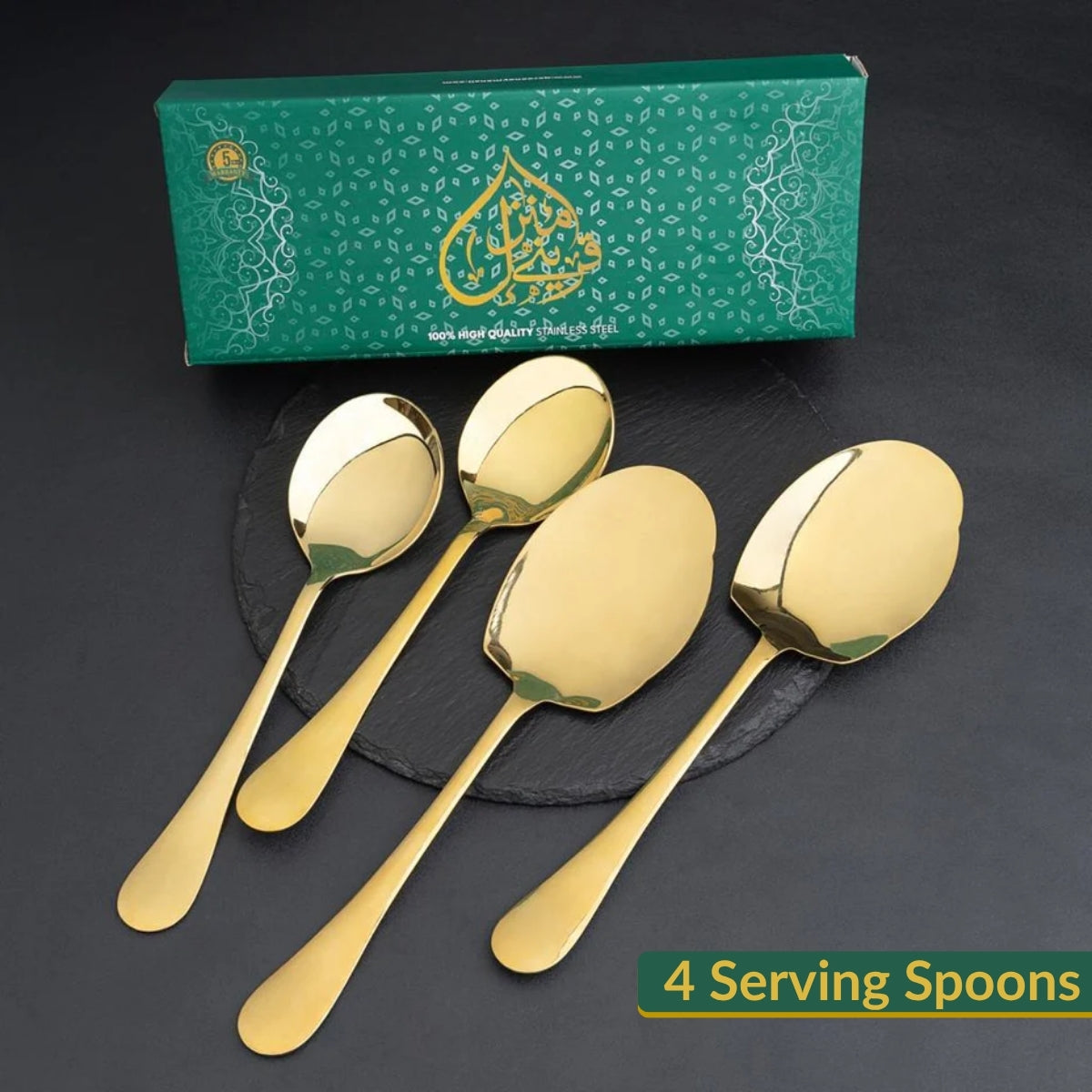 5 YEAR GUARANTEE 50 Gram Premium Golden Cutlery Set Qareenay Manzil® branded