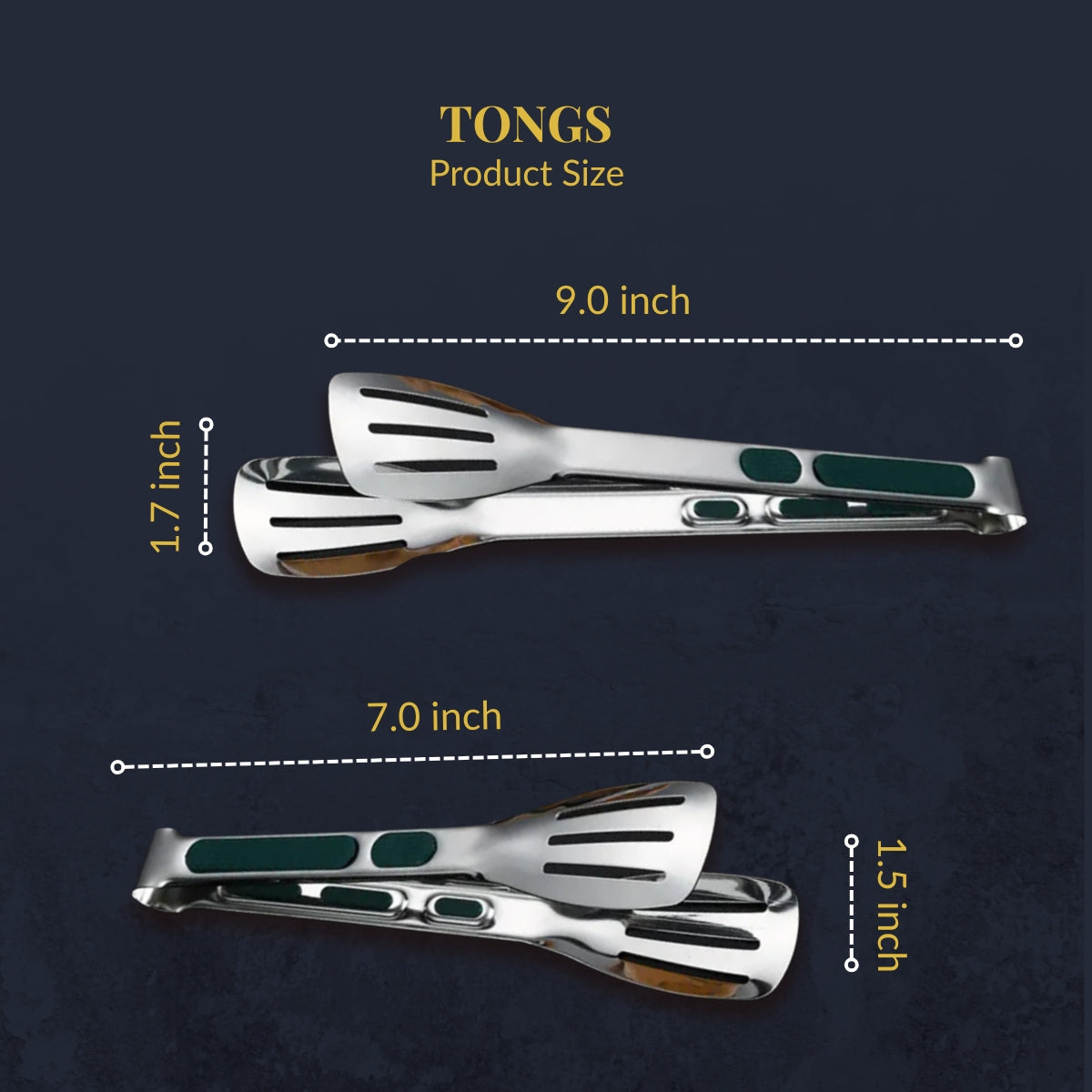 Rubber Padded Food Tongs - Set of 2