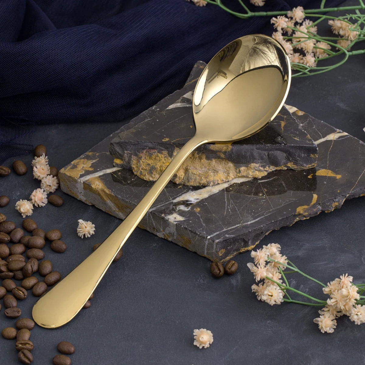 Curry Serving Spoon Gold - 1 Pc QM Branded