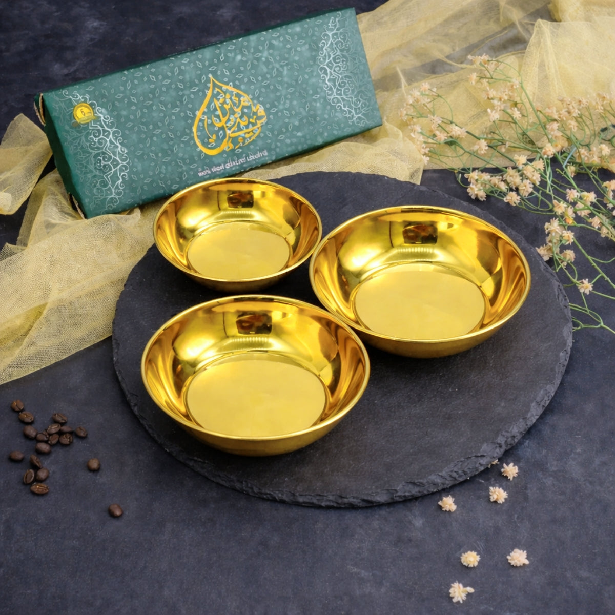 QM® Golden Nihari Bowls-Set of 3-PVD Coated
