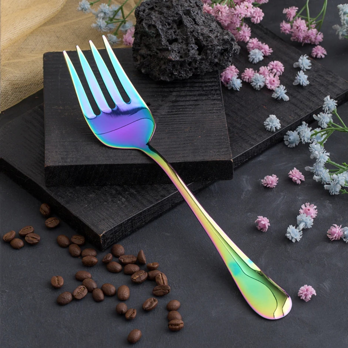 QM Branded: Multi Colored Salad fork Spoon 5 Years Warranty - 1 piece