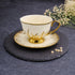 6 Persons Ceramic Tea cup & Saucer Set - Golden Bushes Design