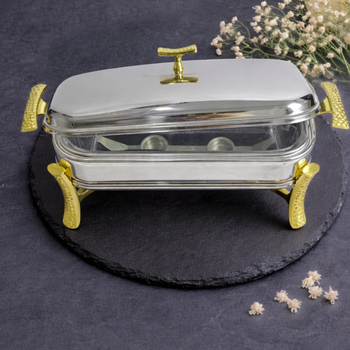 QM® Glass Chafing Dish with Lid & Stand