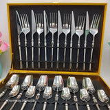 Premium Quality Silver Cutlery for 6 People - 24 Piece Set - Full Silver