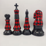 Decorative Chess Pieces - Set of 4  - Black & Red - Ceramic