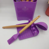 13-piece Silicone Kitchen Utensils Set with Resting Pad - Purple