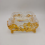 Metal & Crystal Ashtray - Elegant Golden