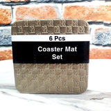 Leather Coaster Mats Square-Dull Gold Chequered