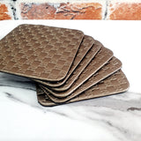 Leather Coaster Mats Square-Dull Gold Chequered