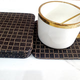 Leather Coaster Mats Square-Chocolate Brown