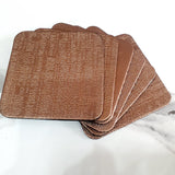 Leather Coaster Mats Square-Glittering Dull Gold