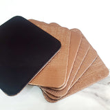 Leather Coaster Mats Square-Glittering Dull Gold