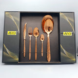 8 Person Cutlery Set 36 pieces - Bronze with Flowers Design