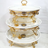 Versace Buffet Dishes -Mauve Round Metallic Stripped Design