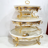 Versace Buffet Dishes -Mauve Round Metallic Stripped Design