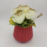 Flowers With Pots - Glittery White Rose - Brick Red Pot