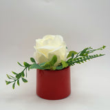 Flowers With Pots - White Rose Flower With Cherry Red Pot - 1 Piece