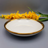 8 Inches Dinner Plate - White & Golden Ceramic