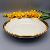 8 Inches Dinner Plate - White & Golden Ceramic