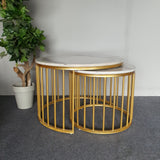 Set of 2 Caged Elegance Coffee Tables - White MDF Top