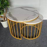 Set of 2 Caged Elegance Coffee Tables - White MDF Top