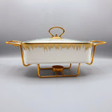 Set of 3 Nordic Buffet Dish - White & Golden Buffet Dish