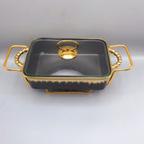 Set of 3 Nordic Buffet Dish - Black & Golden Buffet Dish