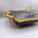 Set of 3 Nordic Buffet Dish - Black & Golden Buffet Dish