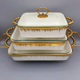 Set of 3 Nordic Buffet Dish - White & Golden Buffet Dish