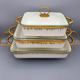 Set of 3 Nordic Buffet Dish - White & Golden Buffet Dish