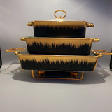 Set of 3 Nordic Buffet Dish - Black & Golden Buffet Dish