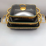 Set of 3 Nordic Buffet Dish - Black & Golden Buffet Dish