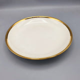 9 Inches Dinner Plate - White & Golden Ceramic