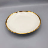 9 Inches Dinner Plate - White & Golden Ceramic