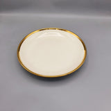 9 Inches Dinner Plate - White & Golden Ceramic