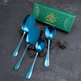 Rice & Curry Serving Spoons Set Shiny Blue Qareenay Manzil® Branded With 5 Year Warranty