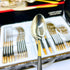 AYD Premium 24-Piece Black & Golden Cutlery Set - 6 Person
