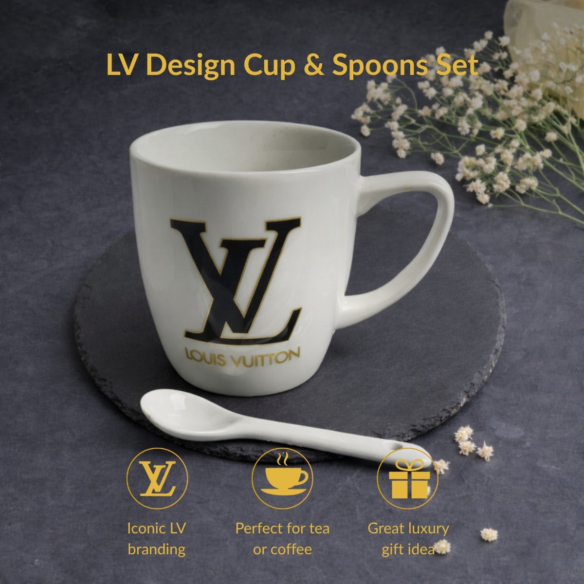 LV Design Cup & Spoons Set