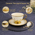 6 Persons Ceramic Tea cup & Saucer Set - Golden Bushes Design