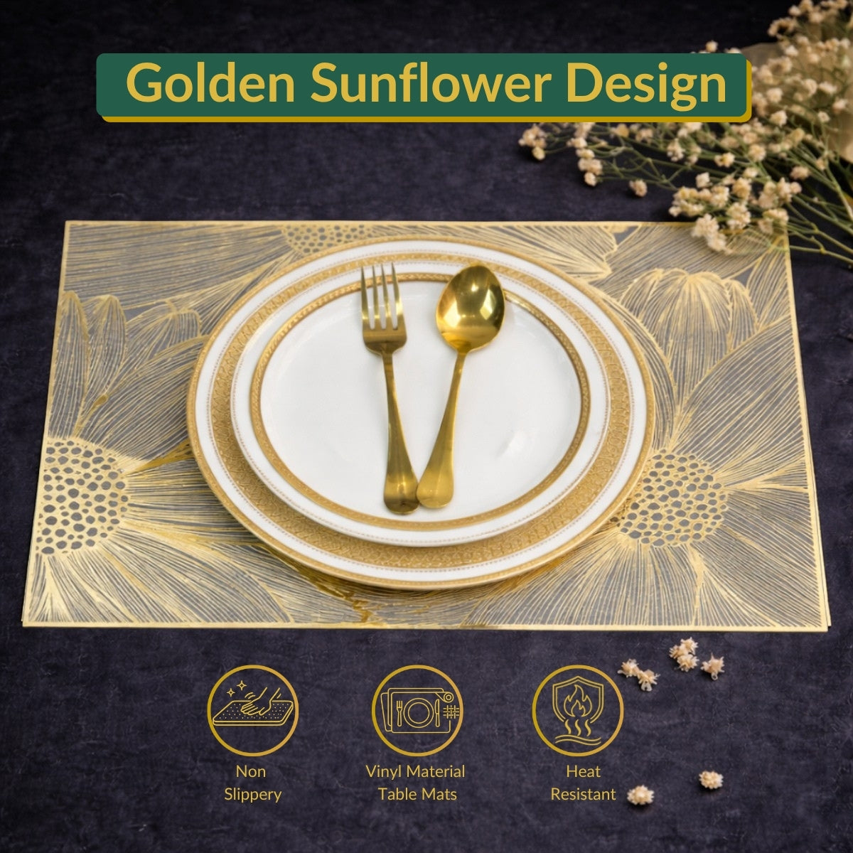 Golden & Grey Sunflower Placemat