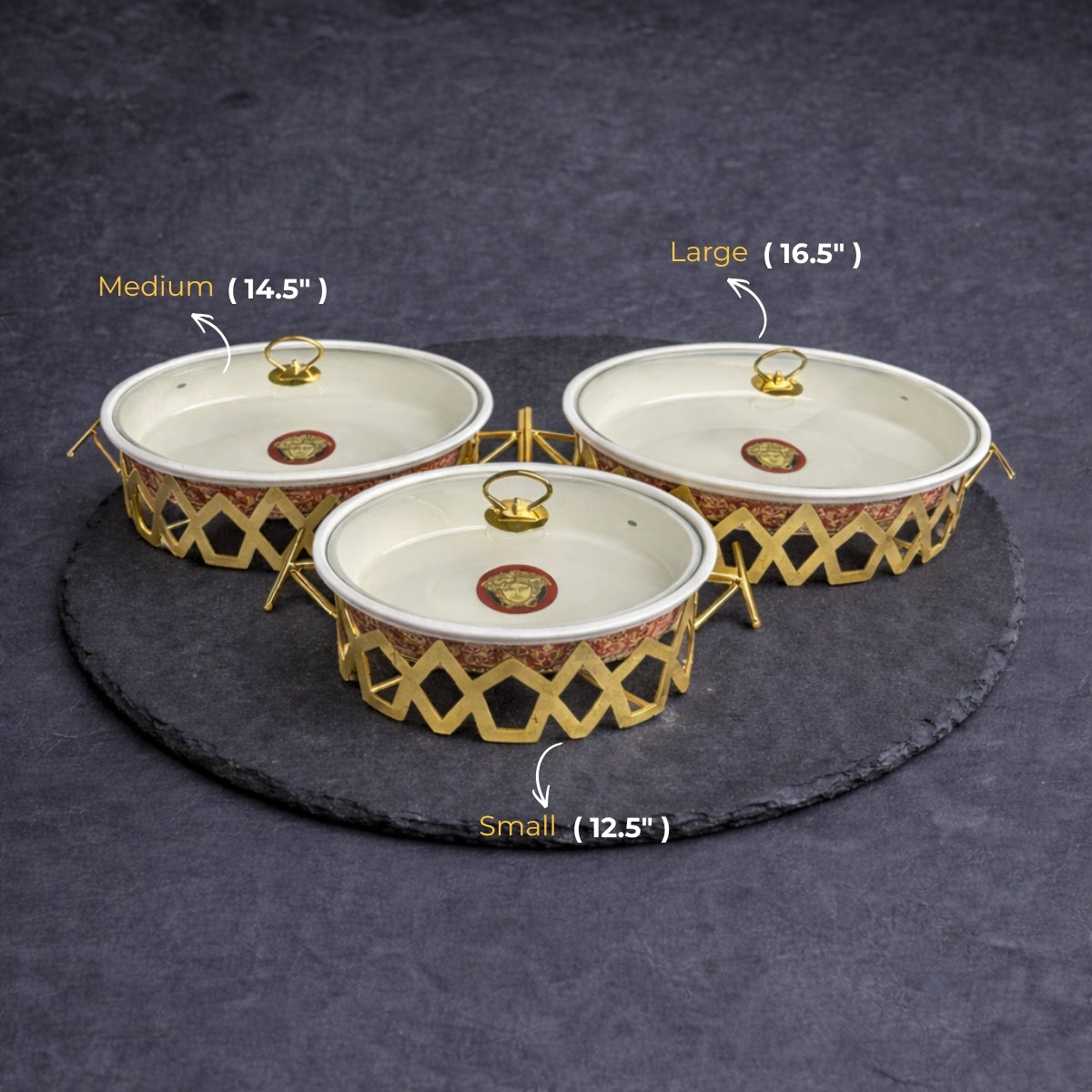 Versace Buffet Dishes Set of 3 -Mauve