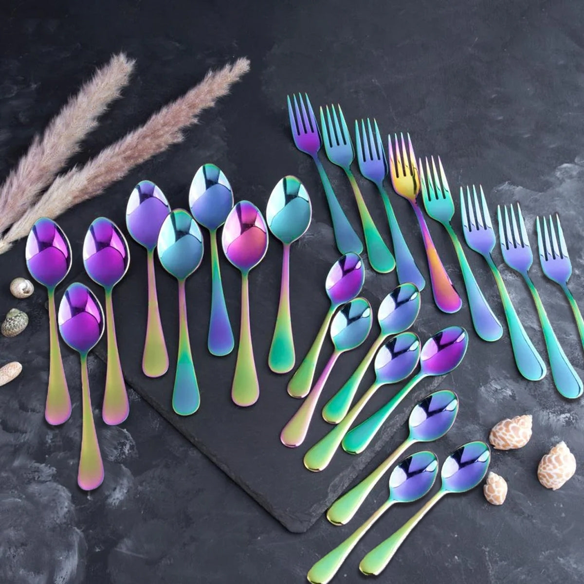 5 YEAR GUARANTEE 50 Gram Premium Rainbow Cutlery Set Qareenay Manzil® branded