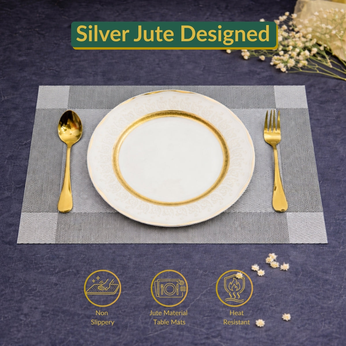Luxury Placemats - Silver Jute Designed