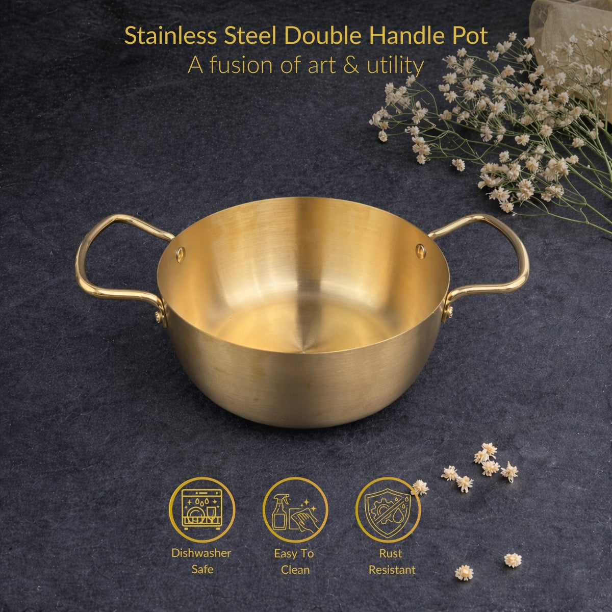 Stainless Steel Double Handle Pot