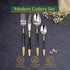 AYD Premium 24-Piece Black & Golden Cutlery Set - 6 Person
