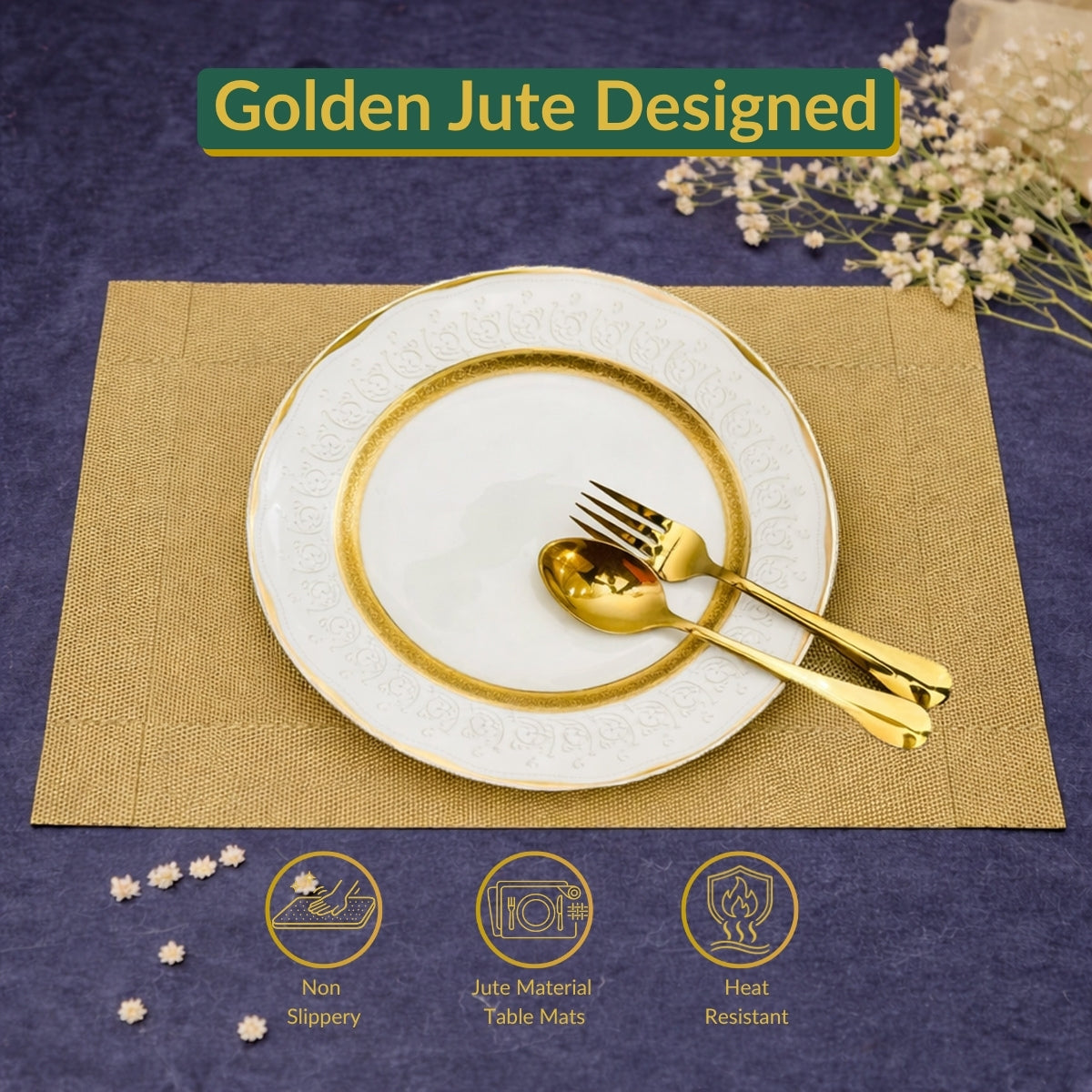 Luxury Placemats - Golden Jute Designed