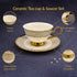 6 Persons Ceramic Tea cup & Saucer Set - Golden Flower 2 Design
