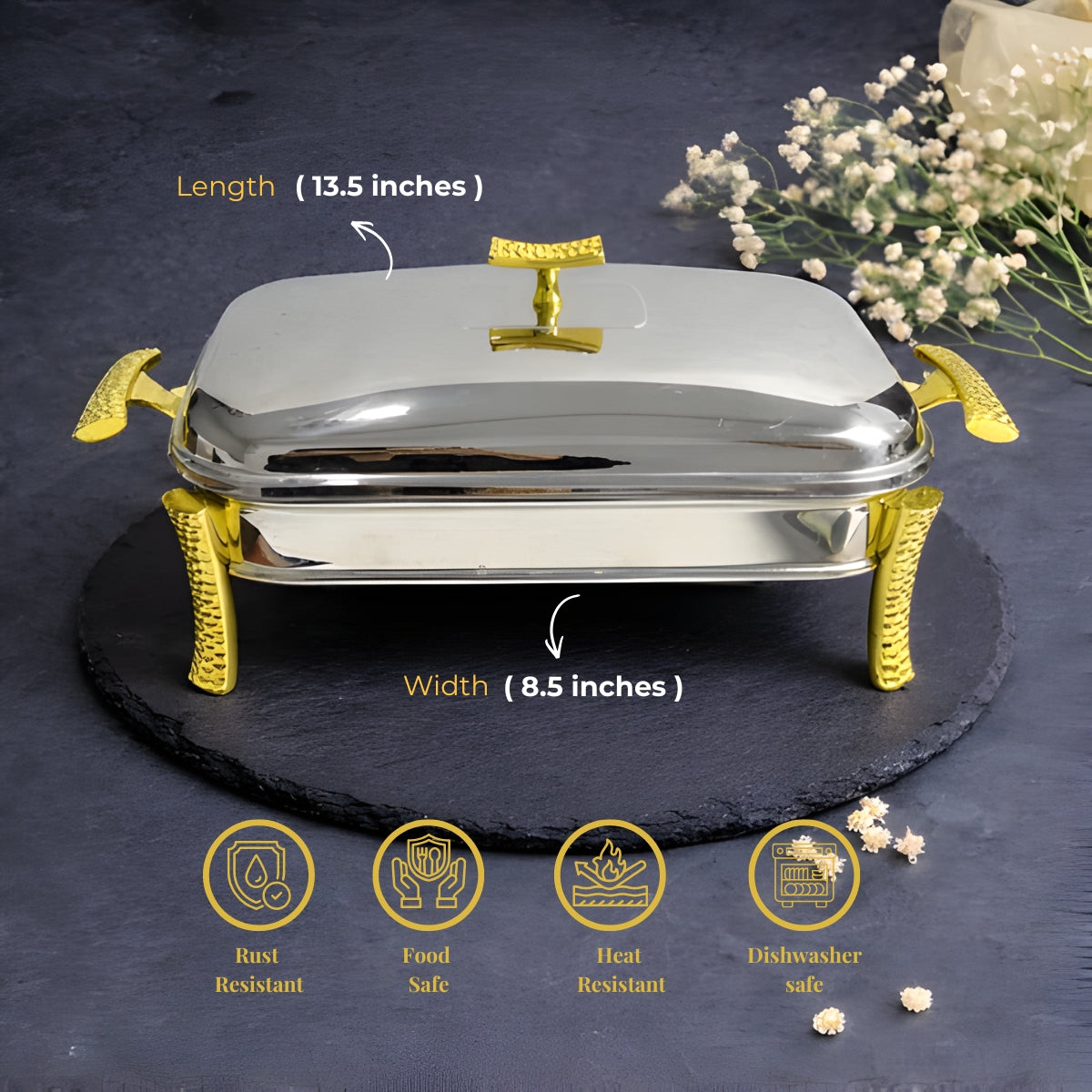 QM® Glass Chafing Dish with Lid & Stand