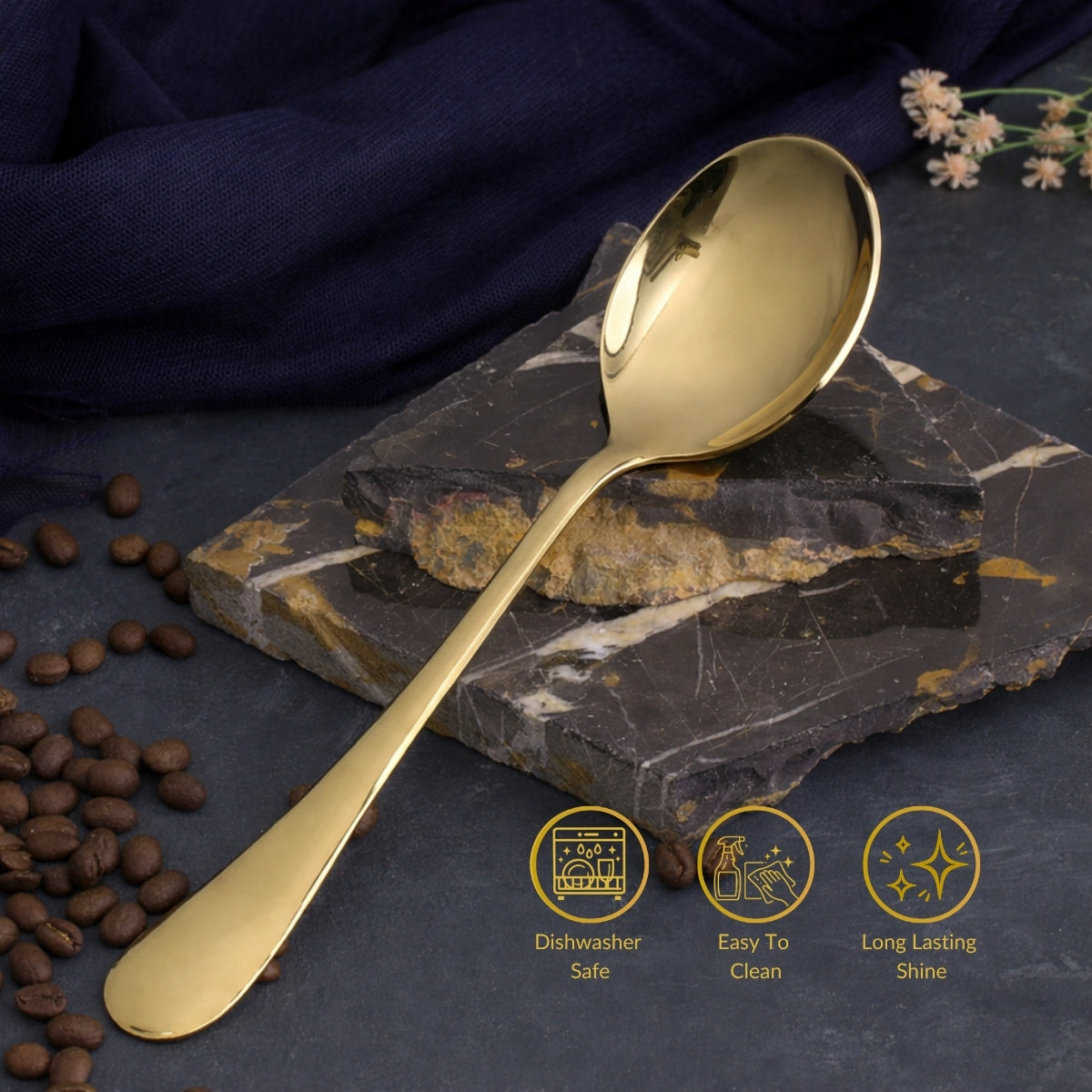 Curry Serving Spoon Gold - 1 Pc QM Branded