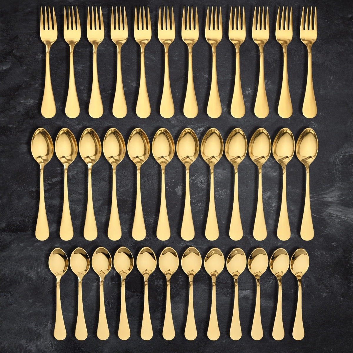 5 YEAR GUARANTEE 50 Gram Premium Golden Cutlery Set Qareenay Manzil® branded